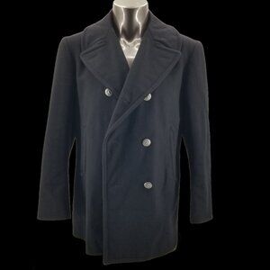 Vintage US Navy Pea Coat Men's Wool Military Enlisted Overcoat  Size 40R
